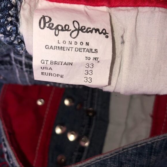Pepe Jeans London 73 Collection Crop Jeans With Leather & Stud Detailing 33 - Picture 12 of 12